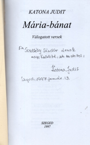 Katona Judit - M�ria-b�nat - dedik�lt