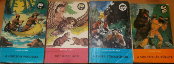 Hosszú Toll, Thomas Mayne Reid, Szürke Bagoly, Louis Vaczek - 4 db Delfin regények: A fehér törzsfőnök + A Hudson vándora + A sós sziklák völgye + Két kicsi hód