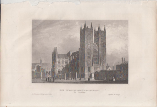 Die Westminster-Abtey in London (Westminster Abbey, London, Anglia, Eurpa) (16x23,5 cm mret eredeti aclmetszet, 1856-bl)