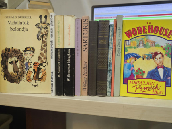 Gerald Durrell, William Somerset Maugham, Stefan Zweig, William Faulkner, Thomas Mann, Alexandr Szolzsenyicin, Marguerite Duras, Pelham Grenville Wodehouse - 12db m�, K�NYVMENT� AJ�NLAT: Vad�llatok bolondja+ Aranydenev�rek, r�zsasz�n galambok+ Az �rd�g sarkanty�ja+ Az oroszl�nb�r+ �rz�sek z�rzavara+ Fouch�+ Sartoris+ A kiv�lasztott- A t�rv�ny+ Kir�lyi fens�g+ Ivan Gyeniszovics egy na