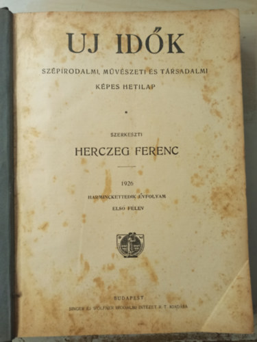 Herceg Ferenc (szerk.) - Uj Idk 1926 I.