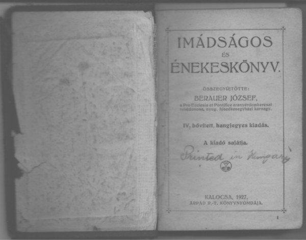 Berauer Jzsef (sszegyjttte) - Imdsgos s nekesknyv