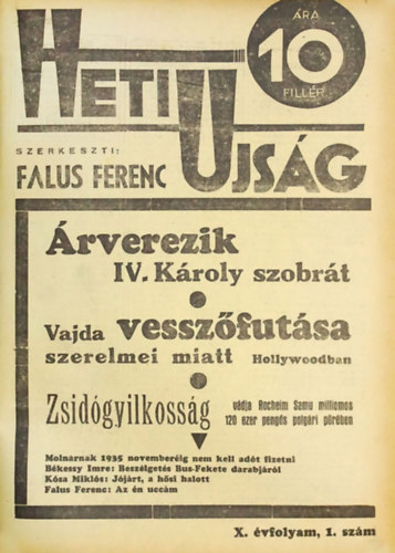 Falus Ferenc, Falus Ferenc (szerk.) - Heti Ujsg. X. vf. 1-22. szm