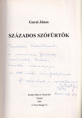 Garai János - Százados szófürtök