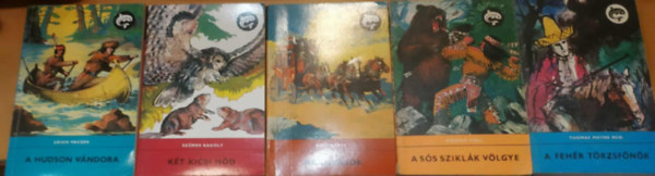 Bret Harte, Grey Owl (Szrke Bagoly), Hossz Toll, Thomas Mayne Reid, Louis Vaczek - 5 db Delfin regnyek: A fehr trzsfnk + A Hudson vndora + A ss sziklk vlgye + Aranysk + Kt kicsi hd