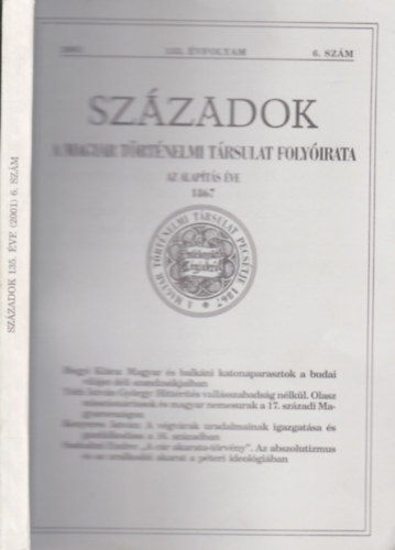 Szzadok- A Magyar Trtnelmi Trsulat folyirata 2001/6. (135. vfoyam)