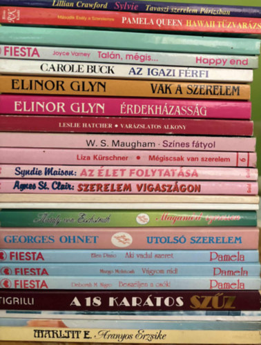 Lillian Crawford, Pamela Queen, Joyce Varney, Carole Buck, Elinor Glyn, Leslie Hatcher, W.S. Maugham, Liza Krschner, Sydnie Maison, Agnes St. Clair, Atte Basile, Dorothy Daniels - 23 db romantikus regny