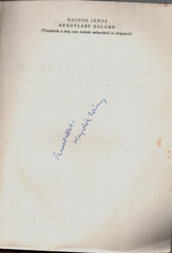 Hajd�k J�nos - Az egyl�b� galamb