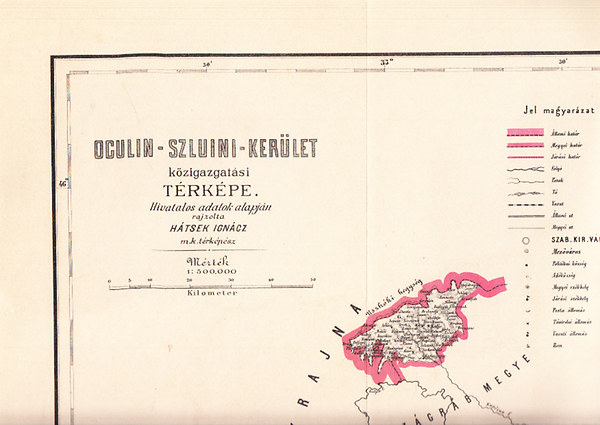Htsek Igncz - Oculin-Szluini-kerlet kzigazgatsi trkpe
