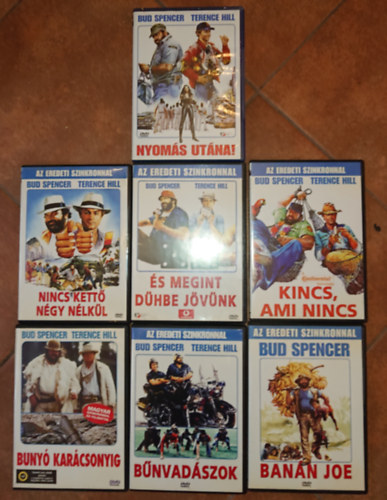 Bud Spencer, Terence Hill - 7 DVD Bud Spencer fszereplsvel: Buny karcsonyig, Bnvadszok, Bann Joe, Nincs kett ngy nlkl, s megint dhbe jvnk, Kincs, ami nincs, Nyoms utna!