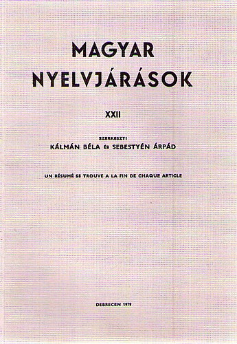 Klmn Bla (szerk.); Sebestyn rpd (szerk.) - Magyar nyelvjrsok XXII.