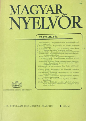 Lrincze Lajos (szerk.) - Magyar Nyelvr 113. vf. 1989. 1-4. szm (teljes)