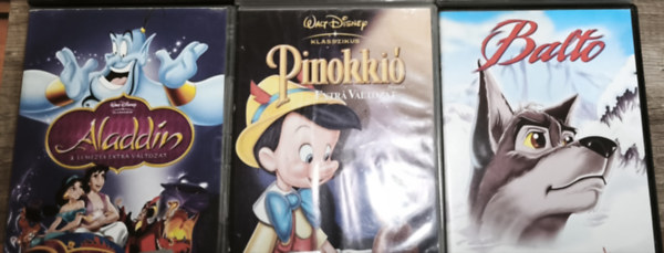 3db klasszikus mese DVD - Pinokki�-Extra v�ltozat, Aladdin-2 lemezes extra v�ltozat, Balto-T�rt�nete legend�v� v�lt