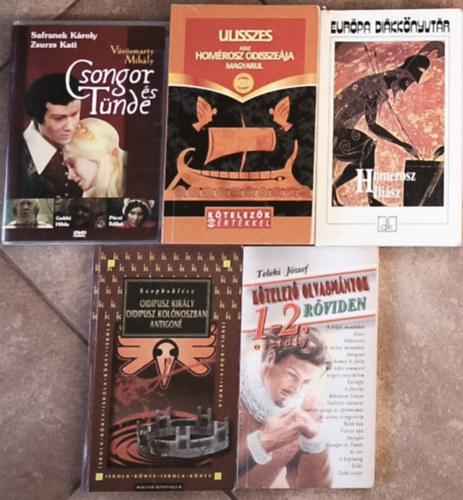 Hom�rosz, Szophokl�sz, Teleki J�zsef, V�r�smarty Mih�ly - 4db k�telez� olvasm�nyokkal kapcsolatos m� + aj�nd�k DVD - Ili�sz, Od�sszeia, Oidipusz kir�ly-Oidipusz Kol�noszban-Antigon�, K�telez� olvasm�nyok r�viden-Gimn�zium 1-2. oszt�ly + Csongor �s T�nde