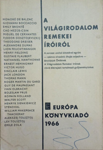 A Vil�girodalom Remekei �r�ir�l