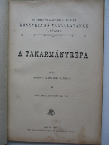 Her�nyi Gothard S�ndor - A takarm�nyr�pa