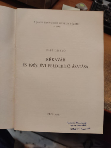 Papp László - Rékavár és 1963. évi felderítő ásatása