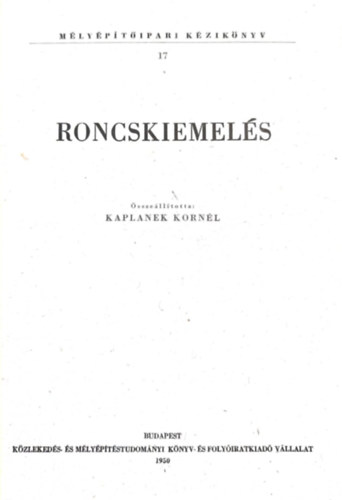 Kaplanek Kornél - Mélyépítőipari kézikönyv XVII. Roncskiemelés
