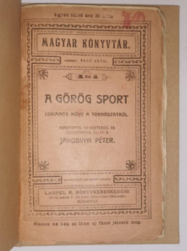 Jakobinyi Péter - A görög sport