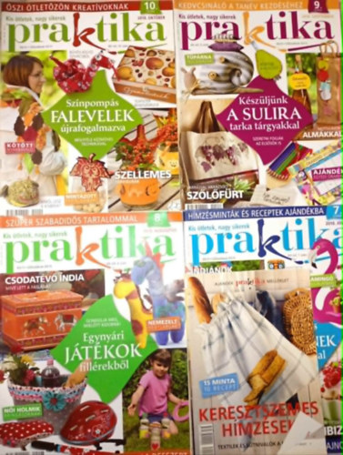 4 db. Praktika Magazin - 2010.júl. - 7. szám, 2010.aug. 8. szám, 2010.szept. 9. szám, 2010.okt. 7. szám (szabás-varrás-kötés-hobby-lakásdivat-kézimunka)
