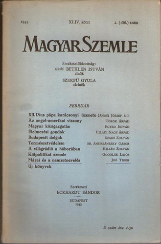 Magyar Szemle - Magyar Szemle XLV. ktet 1943 Augusztus