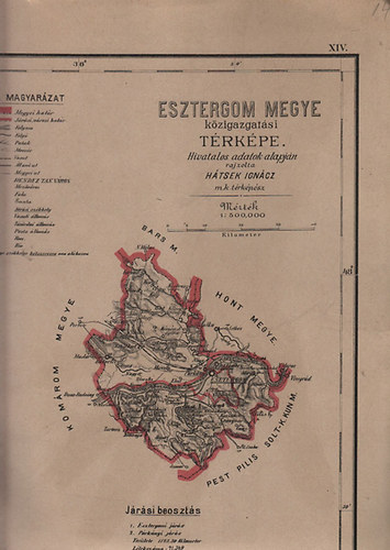 Htsek Igncz - Esztergom megye kzigazgatsi trkpe