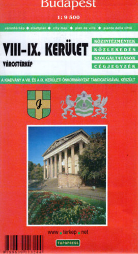 Budapest VIII-IX. kerület várostérkép 1:9500