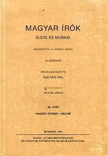 Szinnyei J�zsef - Magyar �r�k �lete �s munk�i XII. k�tet