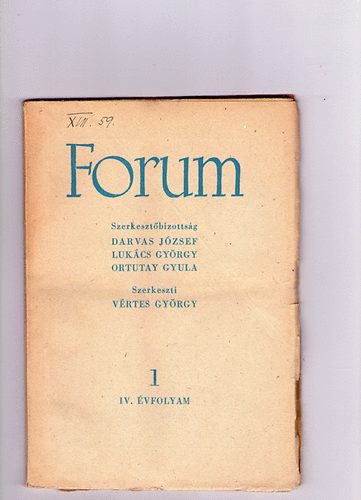 V�rtes Gy�rgy - Forum (foly�irat) 1949 janu�r