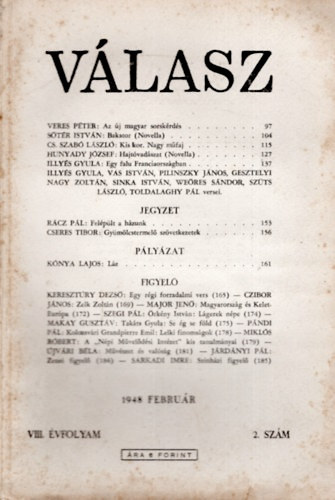 Illys Gyula (szerk.) - Vlasz - VIII. vf. 2. szm, 1948. februr