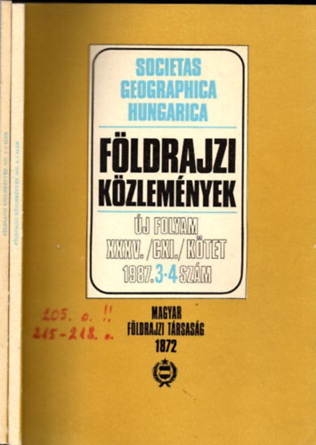 Pcsi Mrton (fszerk.) - Fldrajzi kzlemnyek 1987/1-4. (Teljes vfolyam)