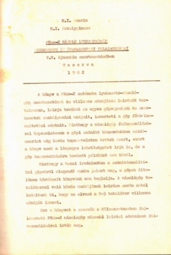 V. N. Rjazakin - PR80-2 m�sol� lyukaszt�g�p szerkezete �s �zemeltet�si tulajdons�gai V. N. Rjazakin szerkeszt�s�ben