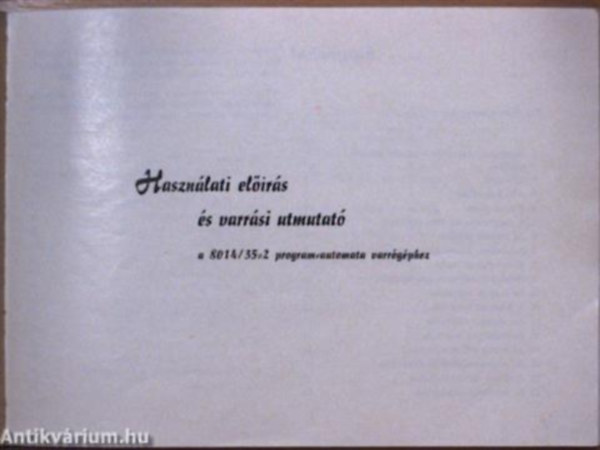 Textima hasznlati utasts A - 8014/35-2  osztly automata varrgphez