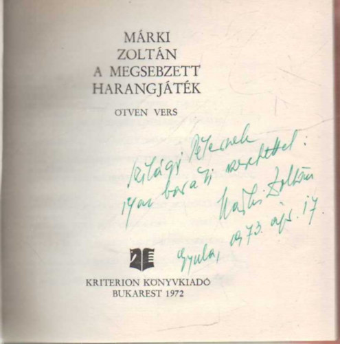 M�rki Zolt�n - A megsebzett harangj�t�k