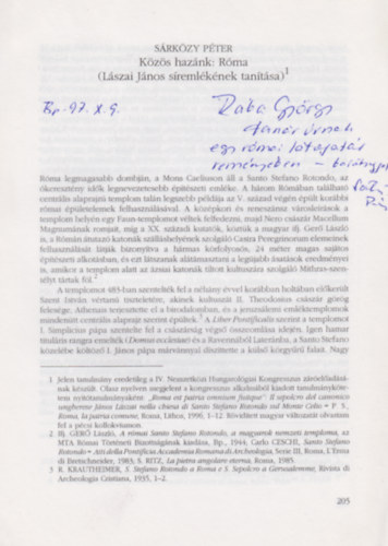 P�ter S�rk�zy - K�z�s haz�nk: R�ma. (L�szai J�nos s�reml�k�nek tan�t�sa.)