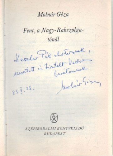 Molnár Géza - Fent, a Nagy-Rabszolga-tónál