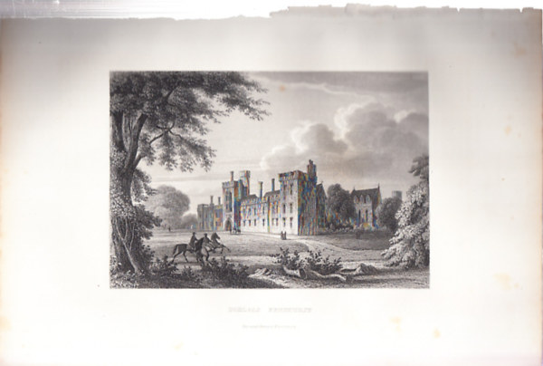 Schloss Penshurst (28×18cm lapméretű eredeti acélmetszet, 1860-as évek) - Anglia
