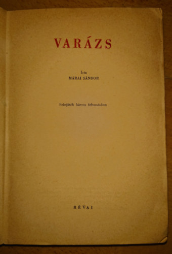 M�rai S�ndor - Var�zs