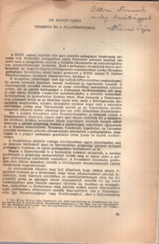 Dr. Hanz Lajos - Tessedik s a filantrpizmus  - Klnlenyomat - Dediklt