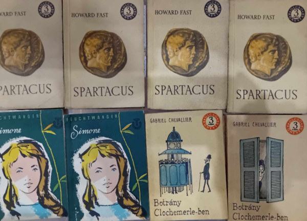 8 db (Szépirodalmi Kiadó), Botrány Clochemerle-benI-II, SimoneI-II,Spartacus I-IV.