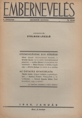 Stolmr Lszl (szerk.) - Embernevels V. vfolyam 1. szm