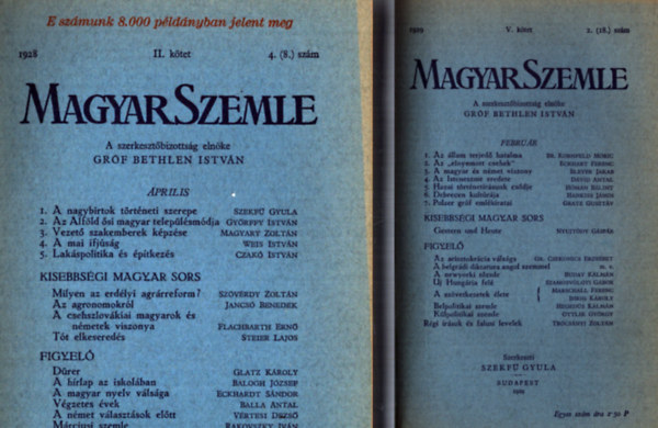 Szekf� Gyula szerk. - Magyar Szemle 1928. II. k�tet 4. sz�m, 1939. V. k�tet 2. sz�m, 1932. XV. k�tet 3. sz�m, 1932. XVI. k�tet 1. sz�m, 1934. XXII. k�tet 2. sz�m, 1935. XXIII. k�tet I. sz�m