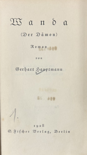 Gerhardt Hauptmann - Wanda - Der Demon