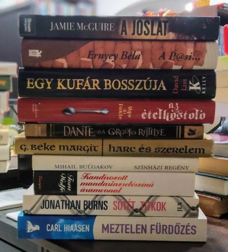 Mihail Bulgakov, Ernyey Bla, Jamie McGuire - 9 db vegyes m: Meztelen frdzs+Stt titkok+Sznhzi regny+Harc s szerelem+Dante s a gorgf rejtlye+Az telkstol+Egy kufr bosszja+A pasi+A jslat