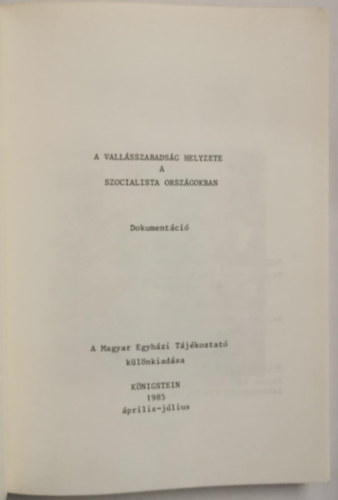A vallásszabadság helyzete a szocialista országokban