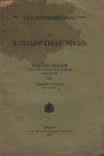 Czegldy Tivadar - A hitelszvetkezetekrl