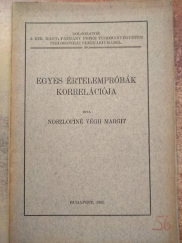 Noszlopiné Végh Margit - Egyes értelempróbák korrelációja