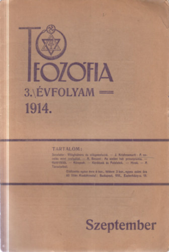 Dr. Rózsaffy Dezső (szerk.) - Teozófia 1914. szeptember