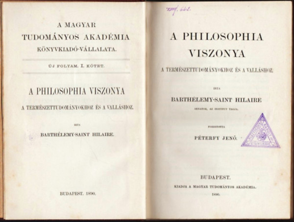 Barthlemy-Saint Hilaire - A philosophia viszonya a termszettudomnyokhoz s a vallshoz