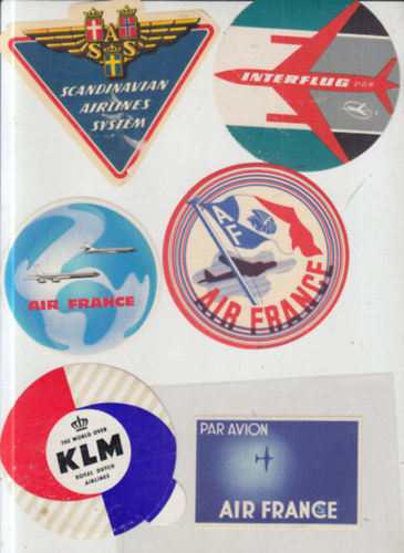 11 db. repülős tematikájú bőröndcimke-gyűjtemény